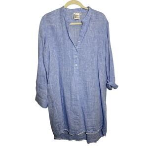 Finley Raw Edge Linen Shirt Dress Tunic Sz. M